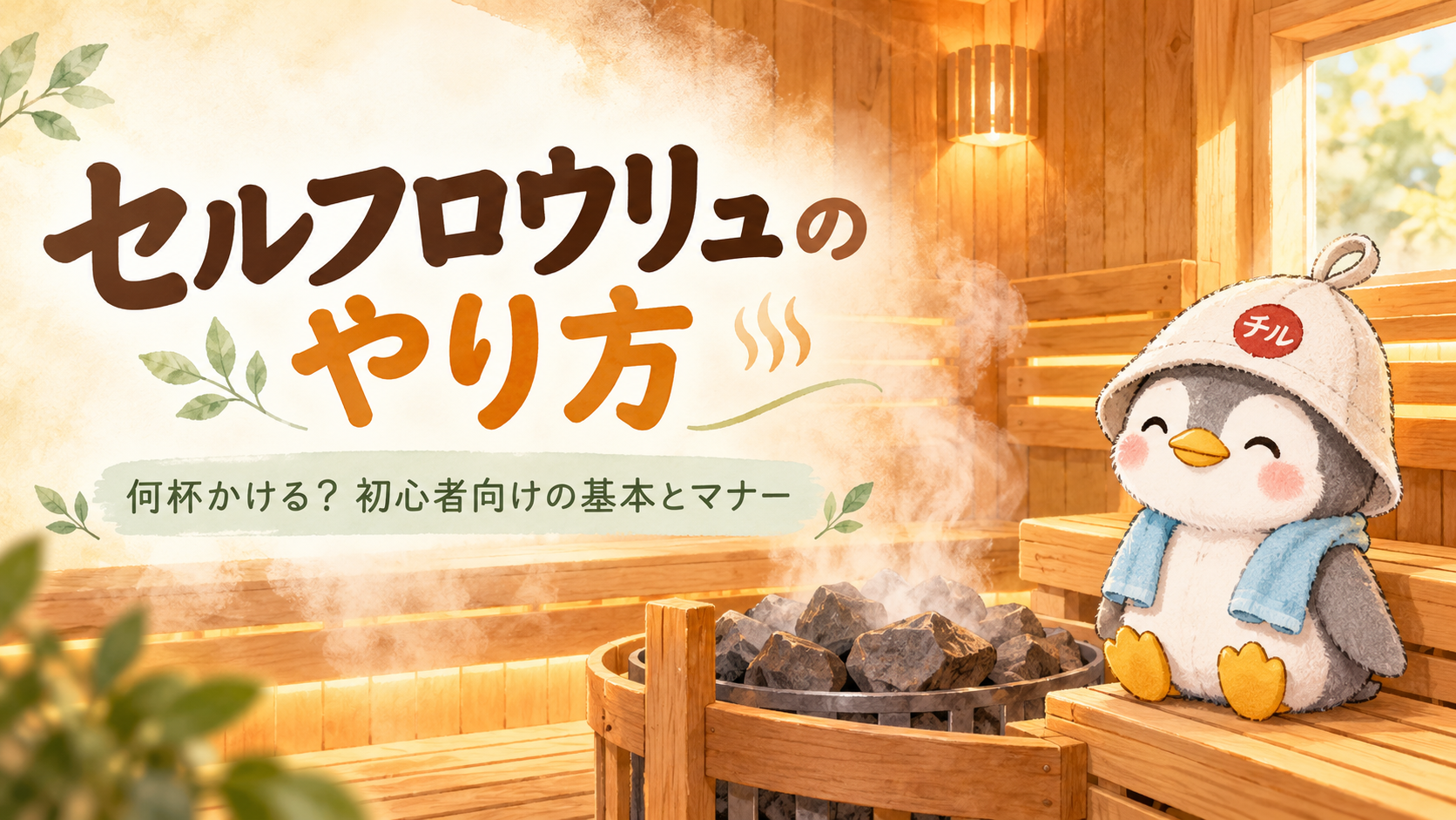 セルフロウリュのやり方を紹介するちるペンとサウナストーン